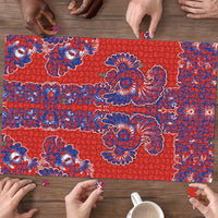 Red Russian National Costume Puzzle Rooster Motifs Traditional Folk Pattern - Wonder Print Shop