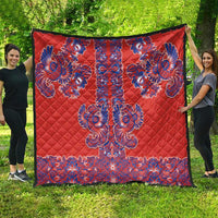 Red Russian National Costume Quilt Rooster Motifs Traditional Folk Pattern - Wonder Print Shop