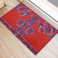 Red Russian National Costume Rubber Doormat Rooster Motifs Traditional Folk Pattern - Wonder Print Shop