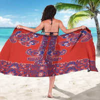 Red Russian National Costume Sarong Rooster Motifs Traditional Folk Pattern - Wonder Print Shop