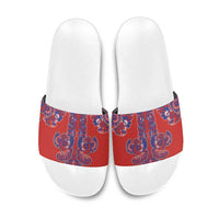 Red Russian National Costume Slide Sandals Rooster Motifs Traditional Folk Pattern - Wonder Print Shop