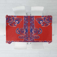 Red Russian National Costume Tablecloth Rooster Motifs Traditional Folk Pattern - Wonder Print Shop