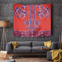 Red Russian National Costume Tapestry Rooster Motifs Traditional Folk Pattern - Wonder Print Shop