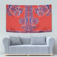 Red Russian National Costume Tapestry Rooster Motifs Traditional Folk Pattern - Wonder Print Shop
