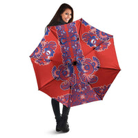 Red Russian National Costume Umbrella Rooster Motifs Traditional Folk Pattern - Wonder Print Shop