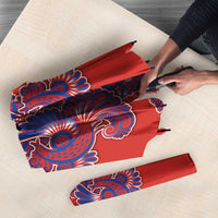 Red Russian National Costume Umbrella Rooster Motifs Traditional Folk Pattern - Wonder Print Shop