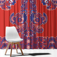 Red Russian National Costume Window Curtain Rooster Motifs Traditional Folk Pattern - Wonder Print Shop