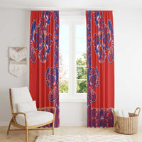Red Russian National Costume Window Curtain Rooster Motifs Traditional Folk Pattern - Wonder Print Shop