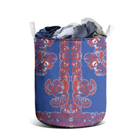 Blue Russian National Costume Laundry Basket Rooster Motifs Traditional Folk Pattern - Wonder Print Shop