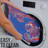 Blue Russian National Costume Bathroom Set Rooster Motifs Traditional Folk Pattern - Wonder Print Shop