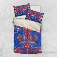 Blue Russian National Costume Bedding Set Rooster Motifs Traditional Folk Pattern - Wonder Print Shop