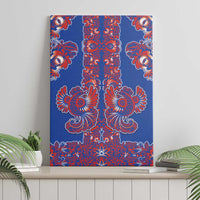 Blue Russian National Costume Canvas Wall Art Rooster Motifs Traditional Folk Pattern - Wonder Print Shop
