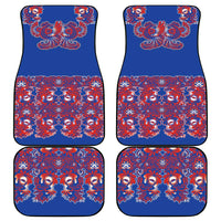 Blue Russian National Costume Car Mats Rooster Motifs Traditional Folk Pattern - Wonder Print Shop