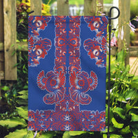 Blue Russian National Costume Garden Flag Rooster Motifs Traditional Folk Pattern - Wonder Print Shop