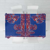 Blue Russian National Costume Tablecloth Rooster Motifs Traditional Folk Pattern - Wonder Print Shop