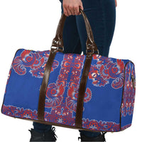 Blue Russian National Costume Travel Bag Rooster Motifs Traditional Folk Pattern - Wonder Print Shop