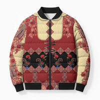 Portugal National Costume Bomber Puffer Jacket Barcelos Rooster Patterns - Wonder Print Shop