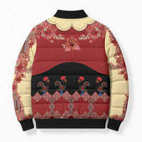 Portugal National Costume Bomber Puffer Jacket Barcelos Rooster Patterns - Wonder Print Shop