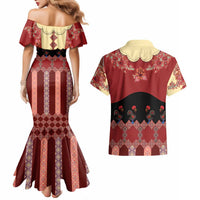 Portugal National Costume Couples Matching Mermaid Dress and Hawaiian Shirt Barcelos Rooster Patterns - Wonder Print Shop
