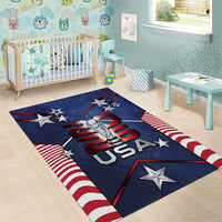 United States Soccer Area Rug American Flag Stars Trophy