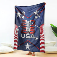 United States Soccer Blanket American Flag Stars Trophy