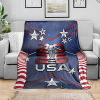 United States Soccer Blanket American Flag Stars Trophy