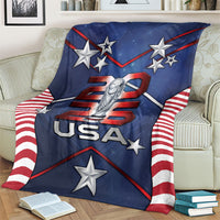 United States Soccer Blanket American Flag Stars Trophy
