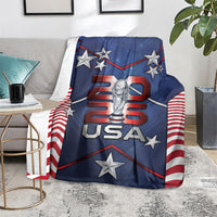 United States Soccer Blanket American Flag Stars Trophy