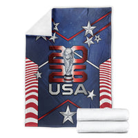 United States Soccer Blanket American Flag Stars Trophy