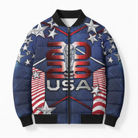 Custom United States Soccer Bomber Puffer Jacket American Flag Stars Trophy