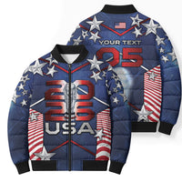 Custom United States Soccer Bomber Puffer Jacket American Flag Stars Trophy