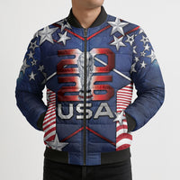 Custom United States Soccer Bomber Puffer Jacket American Flag Stars Trophy