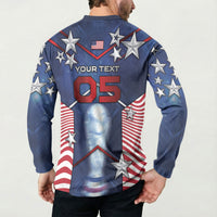 Custom United States Soccer Button Sweatshirt American Flag Stars Trophy