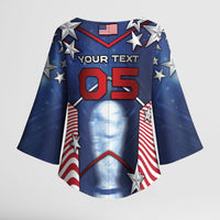 Custom United States Soccer Kimono Sleeve Blouse American Flag Stars Trophy