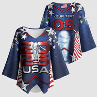Custom United States Soccer Kimono Sleeve Blouse American Flag Stars Trophy