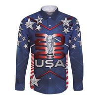 Custom United States Soccer Long Sleeve Button Shirt American Flag Stars Trophy