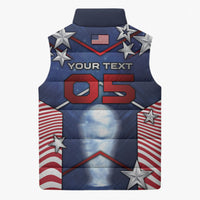 Custom United States Soccer Sleeveless Puffer Jacket American Flag Stars Trophy