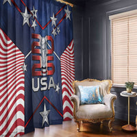 United States Soccer Window Curtain American Flag Stars Trophy
