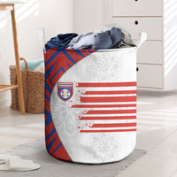 Paraguay Football Laundry Basket Stripes Typography With Nanduti Flower Patterns