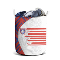 Paraguay Football Laundry Basket Stripes Typography With Nanduti Flower Patterns
