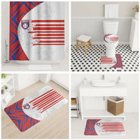 Paraguay Football Bathroom Set Stripes Typography With Nanduti Flower Patterns