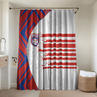 Paraguay Football Bathroom Set Stripes Typography With Nanduti Flower Patterns