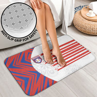 Paraguay Football Bathroom Set Stripes Typography With Nanduti Flower Patterns