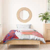 Paraguay Football Bedding Set Stripes Typography With Nanduti Flower Patterns