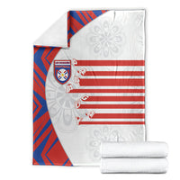 Paraguay Football Blanket Stripes Typography With Nanduti Flower Patterns