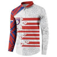 Custom Paraguay Football Button Sweatshirt Stripes Typography With Nanduti Flower Patterns
