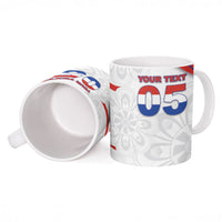 Custom Paraguay Football Ceramic Mug Stripes Typography With Nanduti Flower Patterns