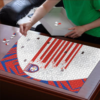 Paraguay Football Puzzle Stripes Typography With Nanduti Flower Patterns