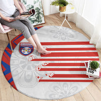 Paraguay Football Round Carpet Stripes Typography With Nanduti Flower Patterns