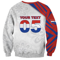 Custom Paraguay Football Sweatshirt Stripes Typography With Nanduti Flower Patterns